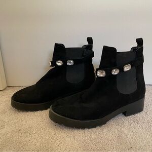 Rhinestone ankle suede Chelsea boots